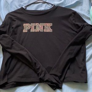 Pink crop top long sleeve